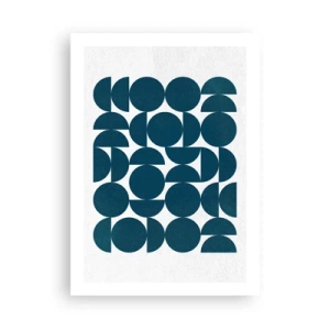 Poster - Geometrische Komposition mit blauen Kreisen - 50x70cm - Kreise und Halbkreise - Moderne Wanddekoration für Wohnzimmer und Schlafzimmer ARTTOR