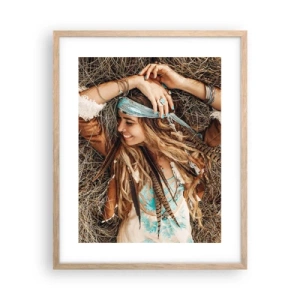 Poster in einem Rahmen aus heller Eiche - Auf dem Weg in den Sommer der Liebe - 40x50 cm