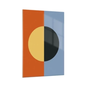 Glasbild - Bild auf glas - Geometrische Abstraktion mit kontrastierenden Farben - 70x100cm - Eine Komposition aus Wärme und Kühle - Moderne Wanddekoration für Wohnzimmer und Schlafzimmer ARTTOR