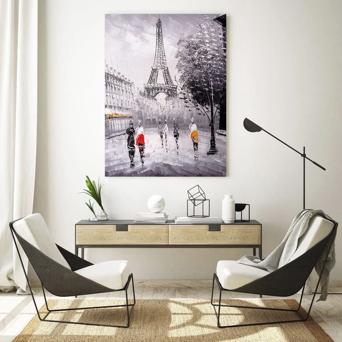 Glasbild - Bild auf glas - Ein Pariser Spaziergang - 50x70cm - Pariser Spaziergang - Moderne Wanddekoration für Wohnzimmer und Schlafzimmer ARTTOR