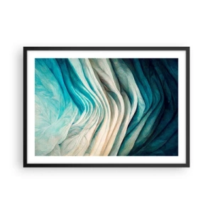Poster in einem schwarzem Rahmen - Dynamische Wellen in Blau- und Weißtönen - 70x50cm - Blaue Unersättlichkeit - Moderne Wanddekoration für Wohnzimmer und Schlafzimmer ARTTOR