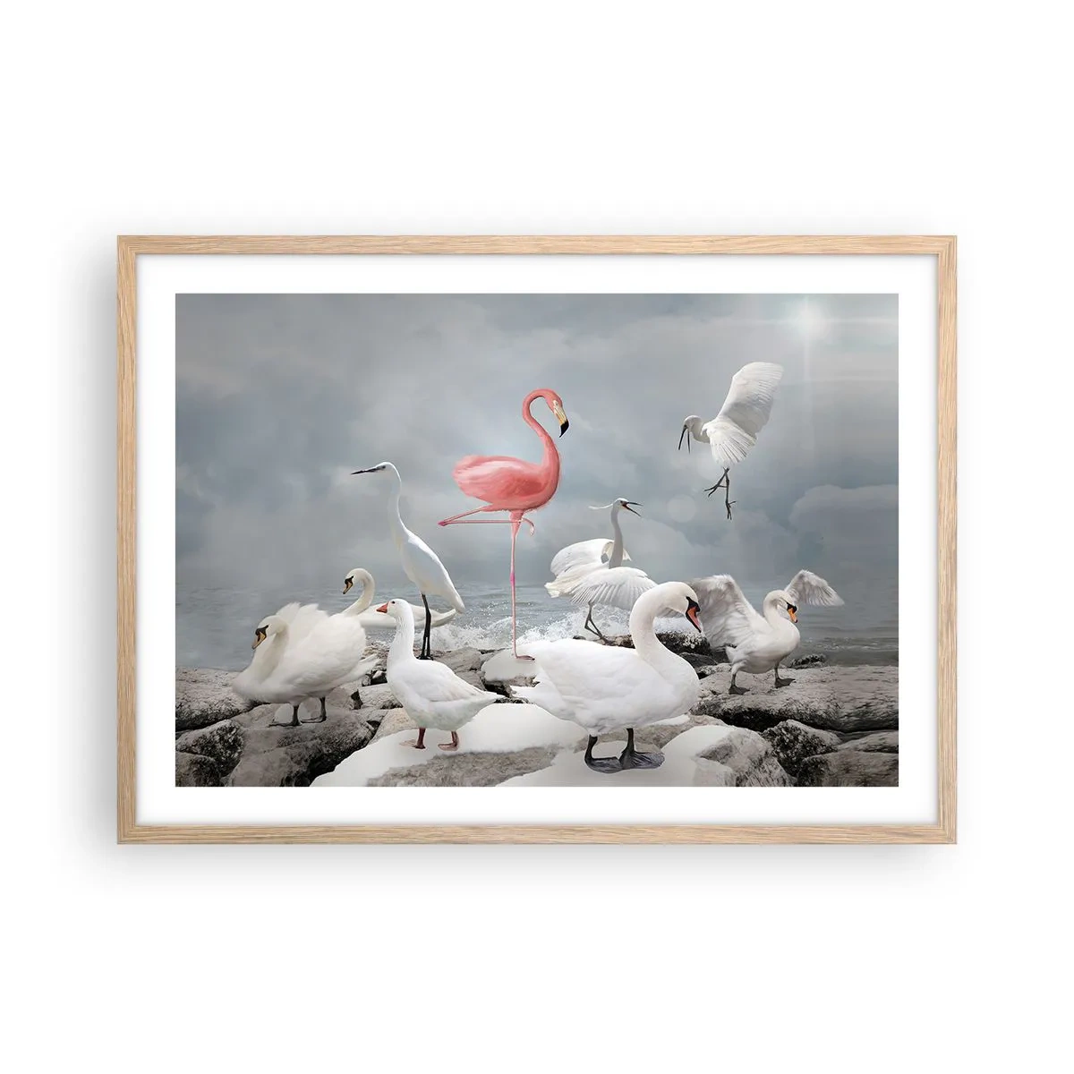 Poster in einem Rahmen aus heller Eiche - Wie kam ich hier hin? - 70x50 cm