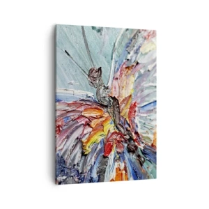 Bild auf Leinwand - Leinwandbild - Bunter Impasto-Schmetterling auf pastellfarbenem Hintergrund - 50x70cm - Von der Natur gemalt - Moderne Wanddekoration für Wohnzimmer und Schlafzimmer ARTTOR