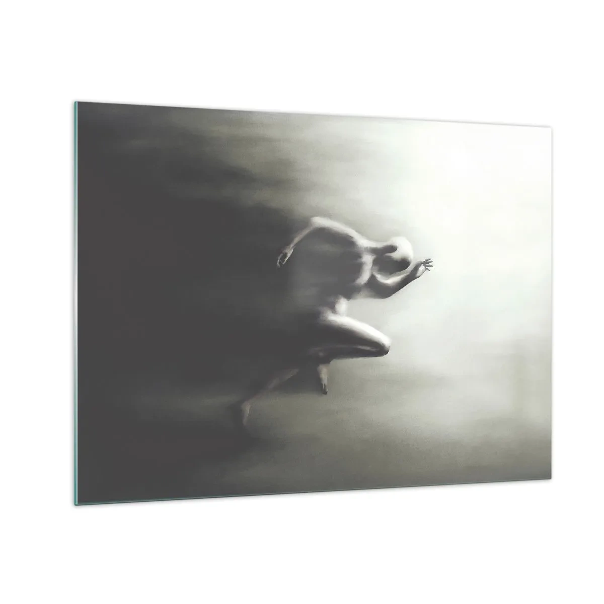 Glasbild - Bild auf glas - Dynamische Silhouette einer laufenden Figur in verschwommenem Licht - 70x50cm - Unwiderstehlich - Moderne Wanddekoration für Wohnzimmer und Schlafzimmer ARTTOR