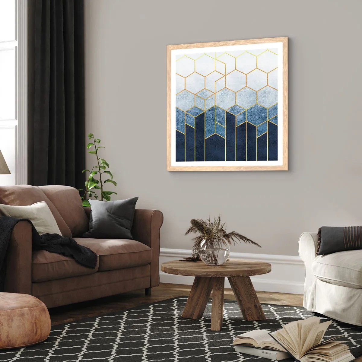 Poster in einem Rahmen aus heller Eiche - Komposition im synkopischen Rhythmus - 60x60 cm