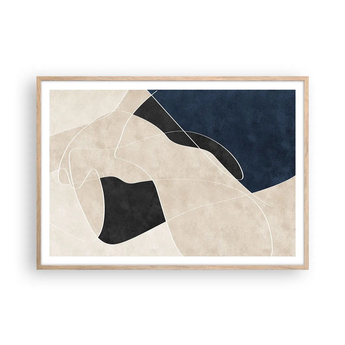 Poster in einem Rahmen aus heller Eiche - Abstrakte Komposition – Farbkontrast - 100x70 cm