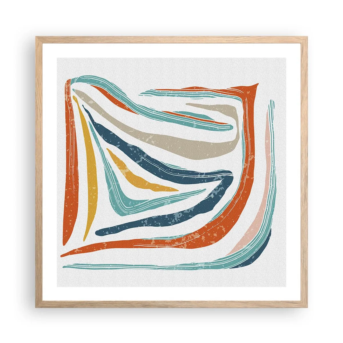 Poster in einem Rahmen aus heller Eiche - Abstraktion mit einem freundlichen Lächeln - 60x60 cm