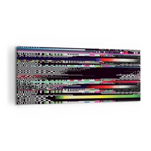 Bild auf Leinwand - Leinwandbild - Bunte Linien und Pixel im abstrakten Stil - 120x50cm - Das Kontrollbild der Realität - Moderne Wanddekoration für Wohnzimmer und Schlafzimmer ARTTOR