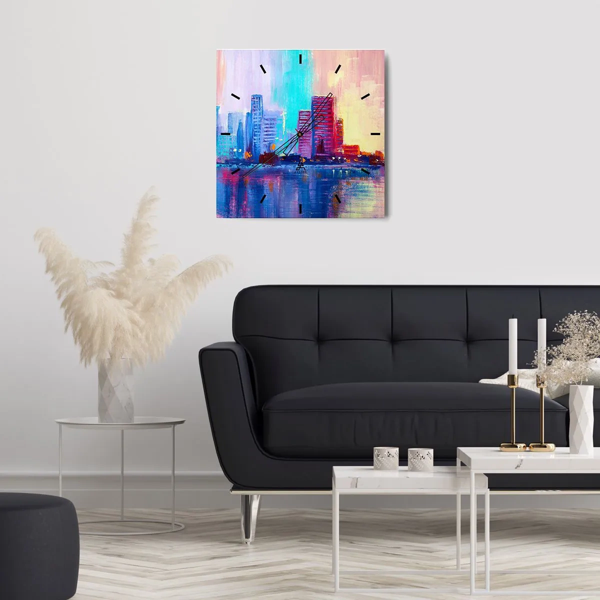 Wanduhr - Glasuhr - In Farben getaucht - 40x40 cm