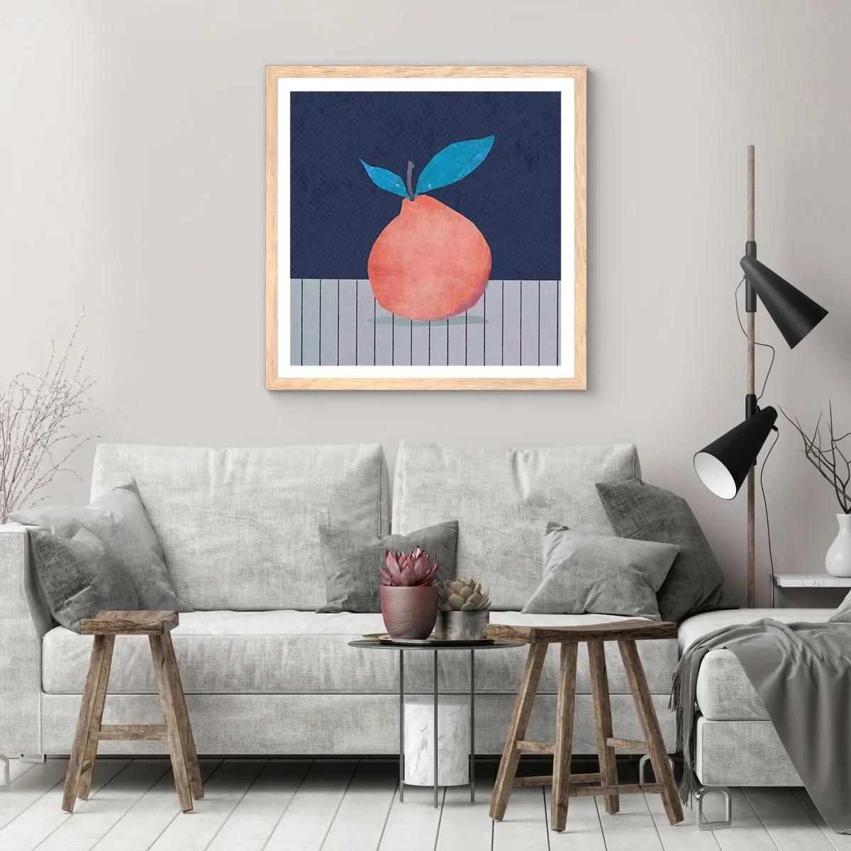 Poster in einem Rahmen aus heller Eiche - Konvexität und Ebene - 60x60 cm