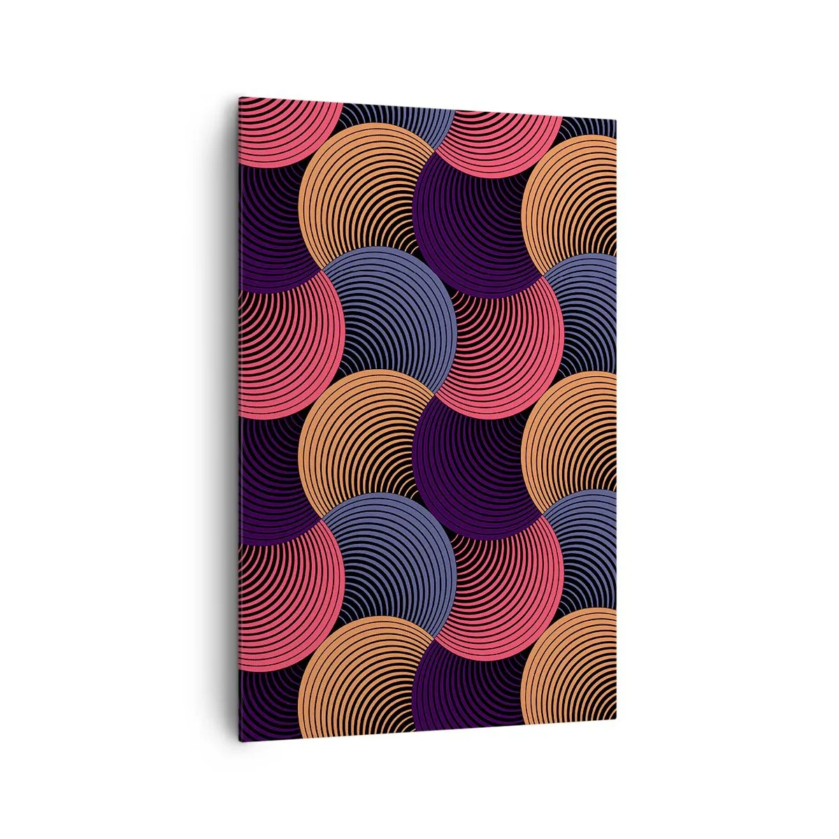 Bild auf Leinwand - Leinwandbild - Geometrische Kreise in Rosa-, Lila- und Goldtönen - 80x120cm - Im kreisenden Rhythmus - Moderne Wanddekoration für Wohnzimmer und Schlafzimmer ARTTOR