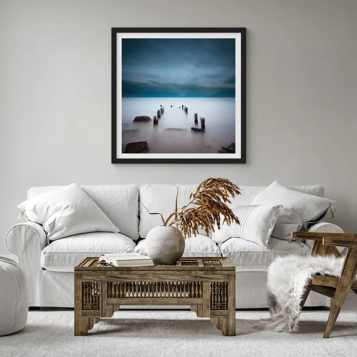 Poster in einem schwarzem Rahmen - Nachdenklicher See - 30x30 cm