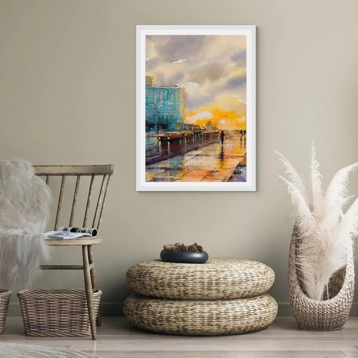 Poster in einem weißen Rahmen - Leben am Ufer - 61x91 cm