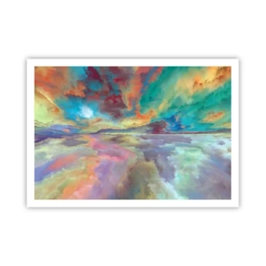 Poster - Bunte Wolkenlandschaft im abstrakten Stil - 100x70cm - Zwei Himmel - Moderne Wanddekoration für Wohnzimmer und Schlafzimmer ARTTOR