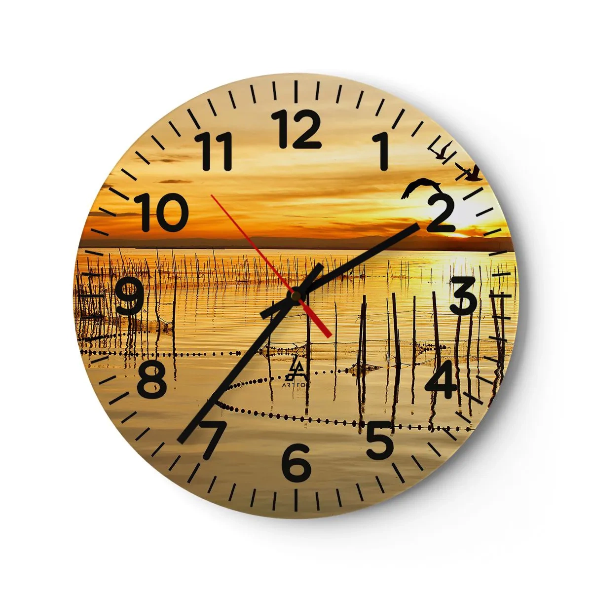 Wanduhr - Glasuhr - In der Fischerei - 40x40 cm