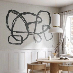 Fototapete Premium Canvas - Abstrakte Linien erzeugen Freiformformen auf hellem Hintergrund - 100x70cm - Schleifenabstraktion - Moderne Wanddekoration für Wohnzimmer und Schlafzimmer ARTTOR