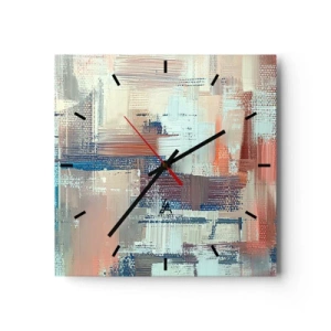 Wanduhr - Glasuhr - Abstrakte Komposition in Blau- und Beigetönen - 30x30cm - Zum Licht kommen - Moderne Wanddekoration für Wohnzimmer und Schlafzimmer ARTTOR