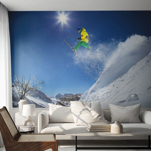 Selbstklebende Fototapete Deluxe Sticker - Tanzen mit den Bergen - Sport, Skifahren, Winter - 100x70 cm