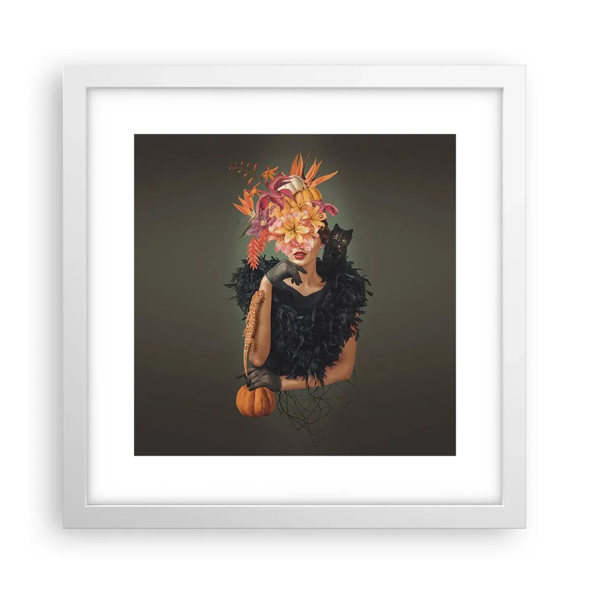 Poster in einem weißen Rahmen - Der Zauber einer Hexe - 30x30 cm