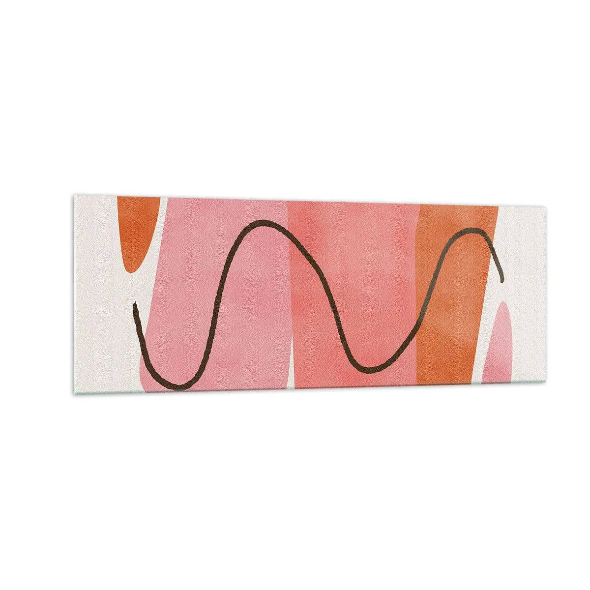 Glasbild - Bild auf glas - Abstrakte Formen in Rosa- und Orangetönen - 140x50cm - Sanfte Bewegung der Formen - Moderne Wanddekoration für Wohnzimmer und Schlafzimmer ARTTOR