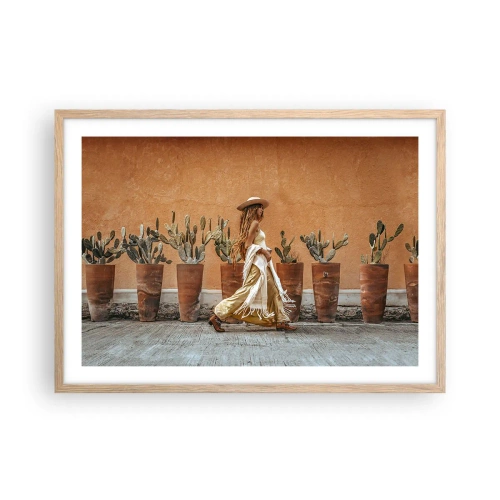 Poster in einem Rahmen aus heller Eiche - Hippie-Stil - 70x50 cm