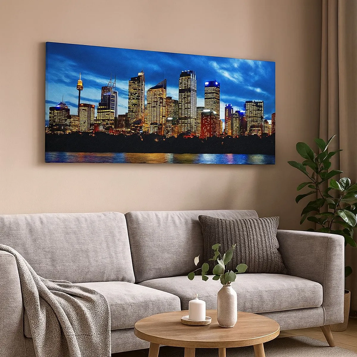 Bild auf Leinwand - Leinwandbild - Eine Nacht der Lichter und Farben - 100x40 cm