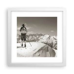 Poster in einem weißen Rahmen - Und die Berge bleiben unverändert - 30x30 cm