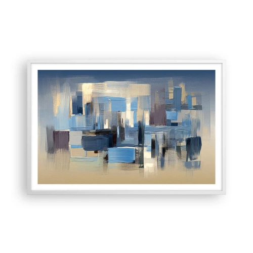 Poster in einem weißen Rahmen - Blaue Konstruktion - 91x61 cm