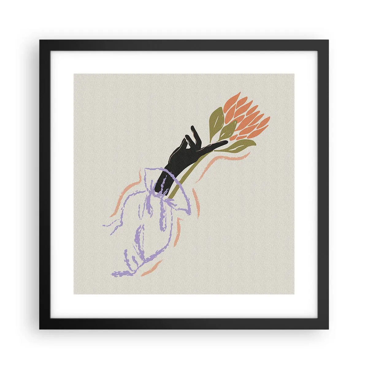 Poster in einem schwarzem Rahmen - Schwesterliche Berührung - 40x40 cm