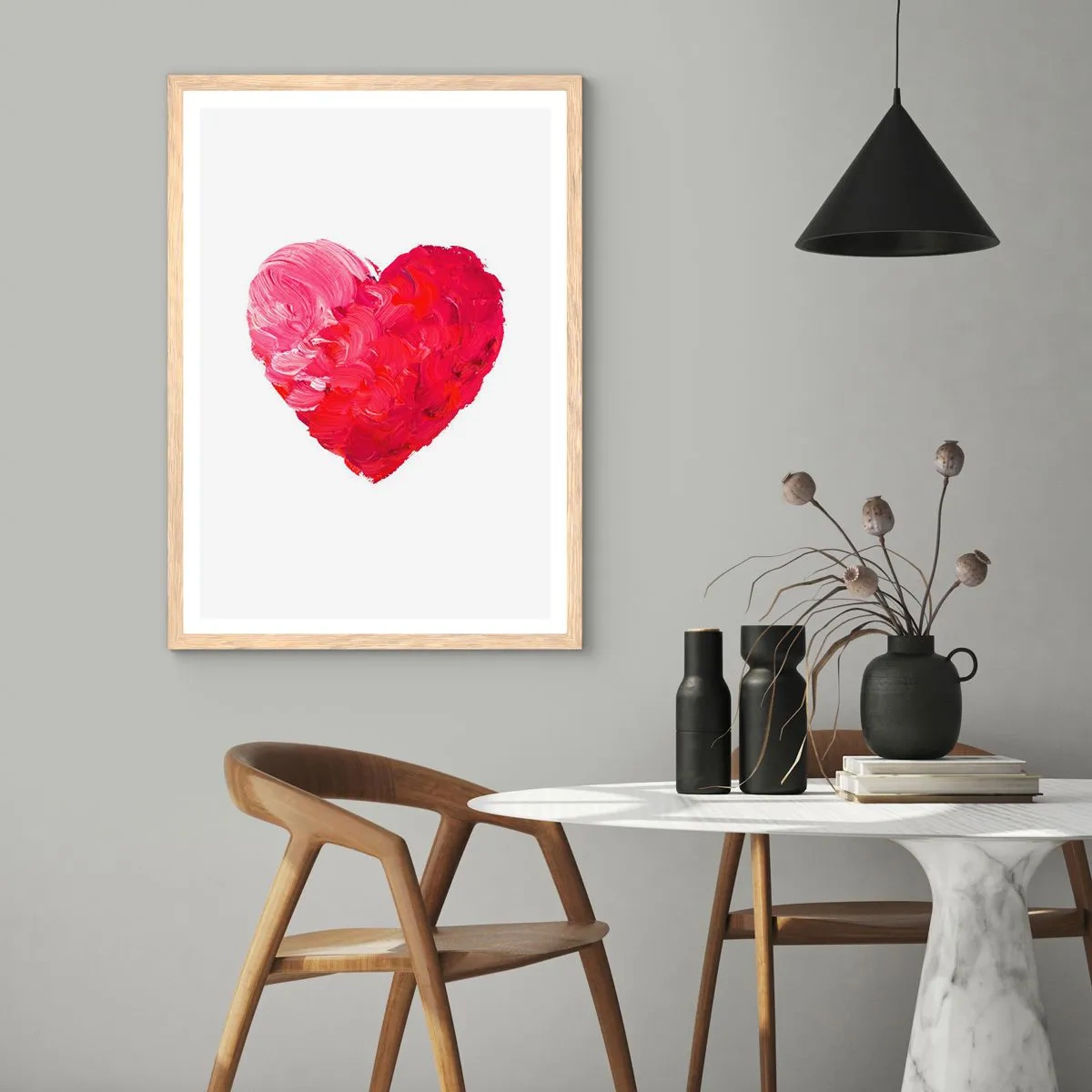 Poster in einem Rahmen aus heller Eiche - Alles was du brauchst ist Liebe - 40x50 cm