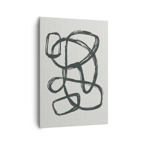 Bild auf Leinwand - Leinwandbild - Abstrakte Linien erzeugen Freiformformen auf hellem Hintergrund - 70x100cm - Schleifenabstraktion - Moderne Wanddekoration für Wohnzimmer und Schlafzimmer ARTTOR