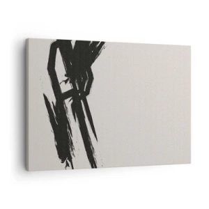 Bild auf Leinwand - Leinwandbild - Dynamische Pinselstriche in Schwarz auf hellem Hintergrund - 70x50cm - Unaufhaltsamer Trieb - Moderne Wanddekoration für Wohnzimmer und Schlafzimmer ARTTOR