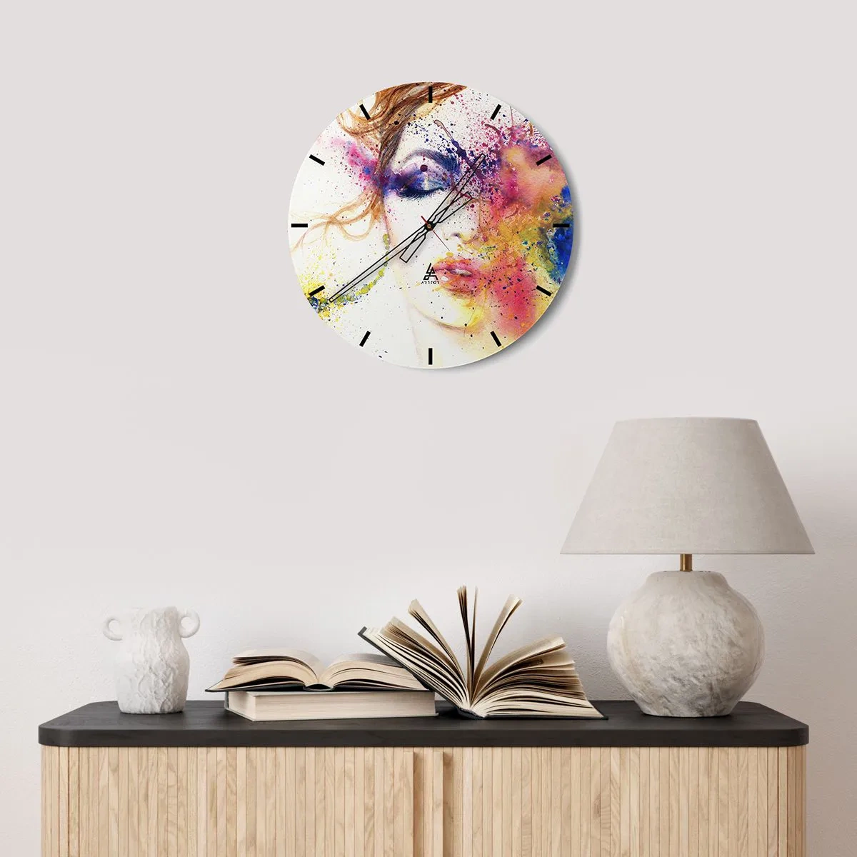 Wanduhr - Glasuhr - Regenbogenschwindel - 40x40 cm