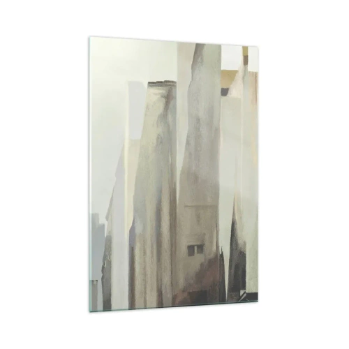 Glasbild - Bild auf glas - Abstraktes Stadtbild in Pastelltönen - 70x100cm - Traum von der Stadt - Moderne Wanddekoration für Wohnzimmer und Schlafzimmer ARTTOR