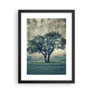 Poster in einem schwarzem Rahmen - Ein Apfelbaum auf blauem Feld? - 30x40 cm