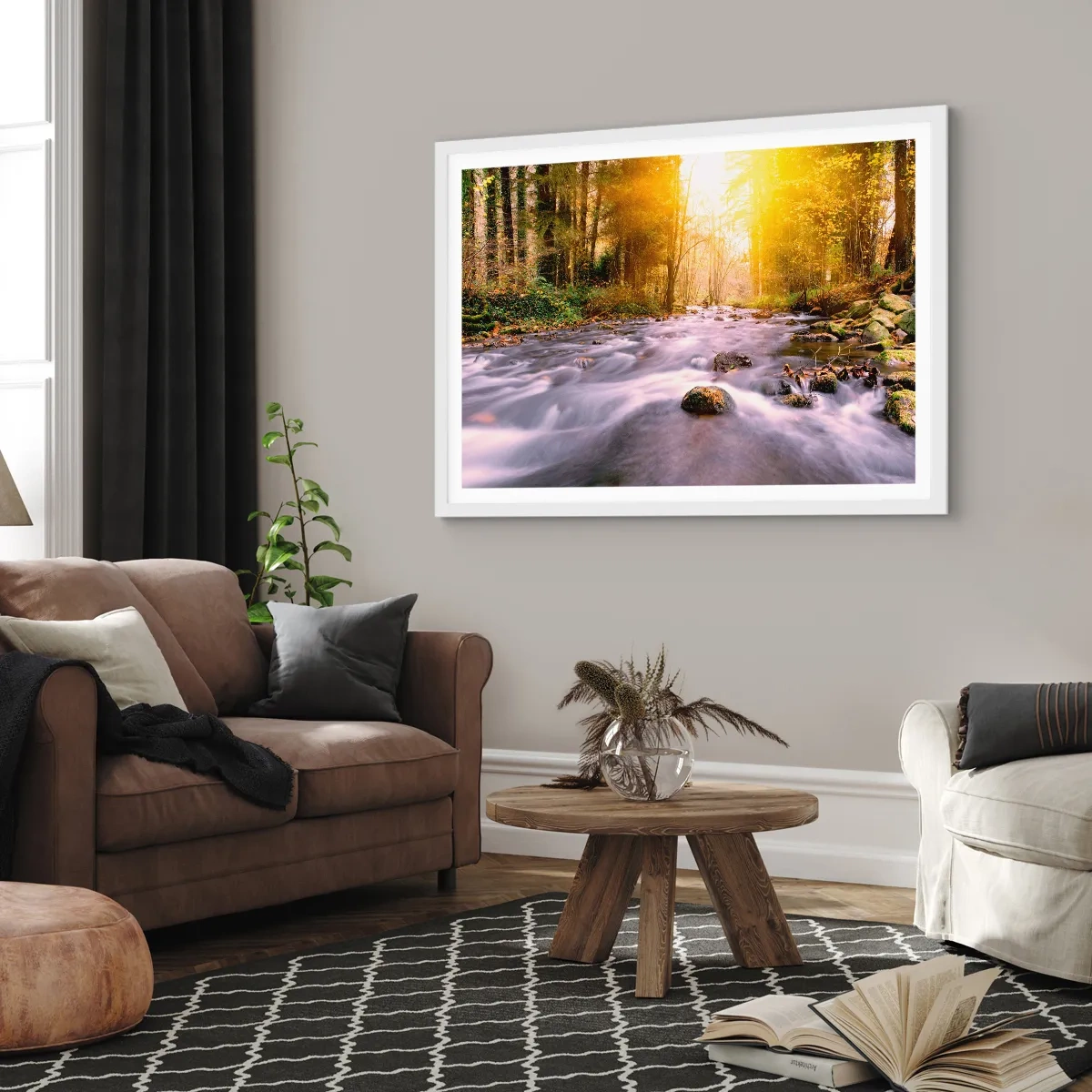 Poster in einem weißen Rahmen - Malachit im Silber- und Goldrahmen - 100x70 cm