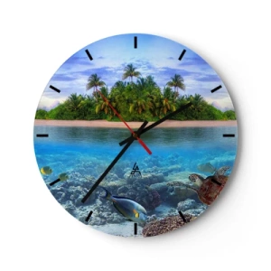 Wanduhr - Glasuhr - Heavenly Island lädt dich ein - 40x40 cm