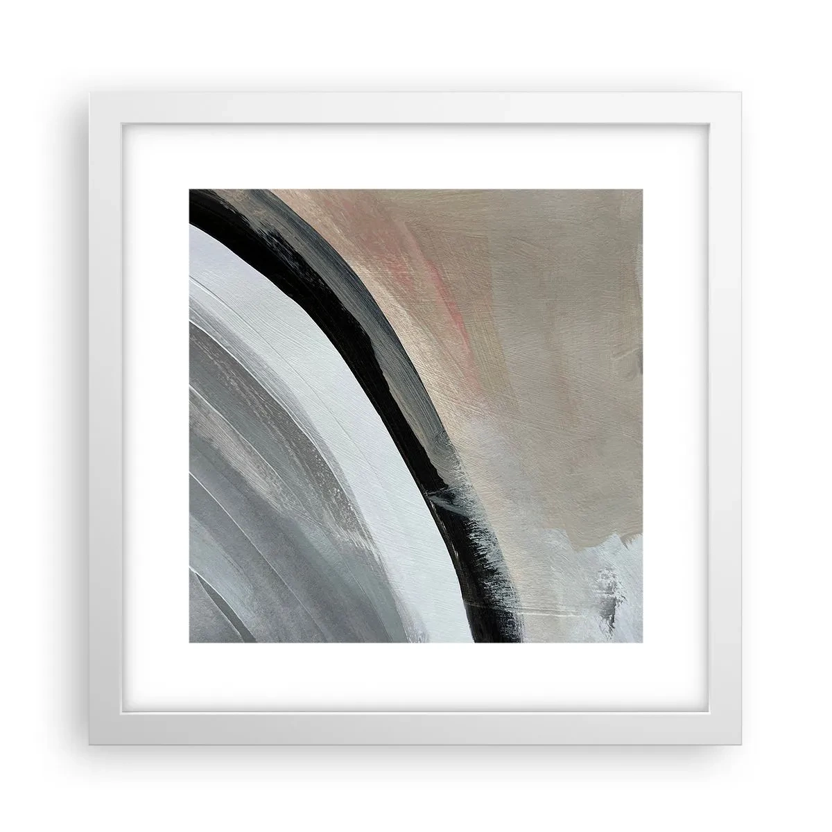 Poster in einem weißen Rahmen - Komposition: Bogen aus Schwarz und Grau - 30x30 cm