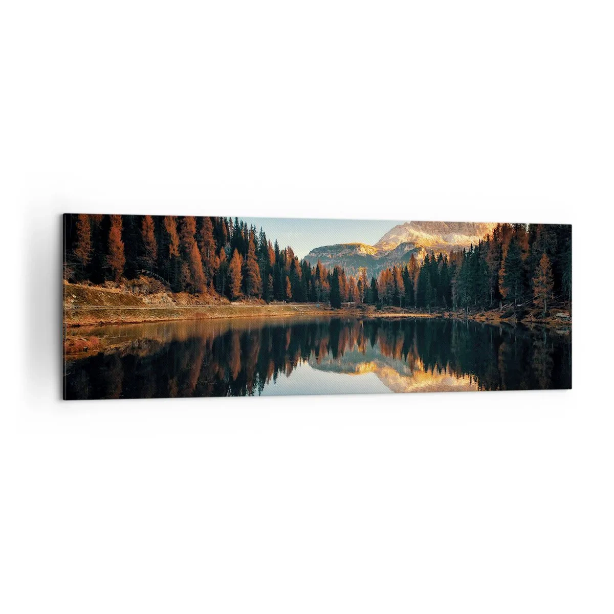 Bild auf Leinwand - Leinwandbild - Berglandschaft mit See und Wald - 160x50cm - Doppelte Landschaft - Moderne Wanddekoration für Wohnzimmer und Schlafzimmer ARTTOR