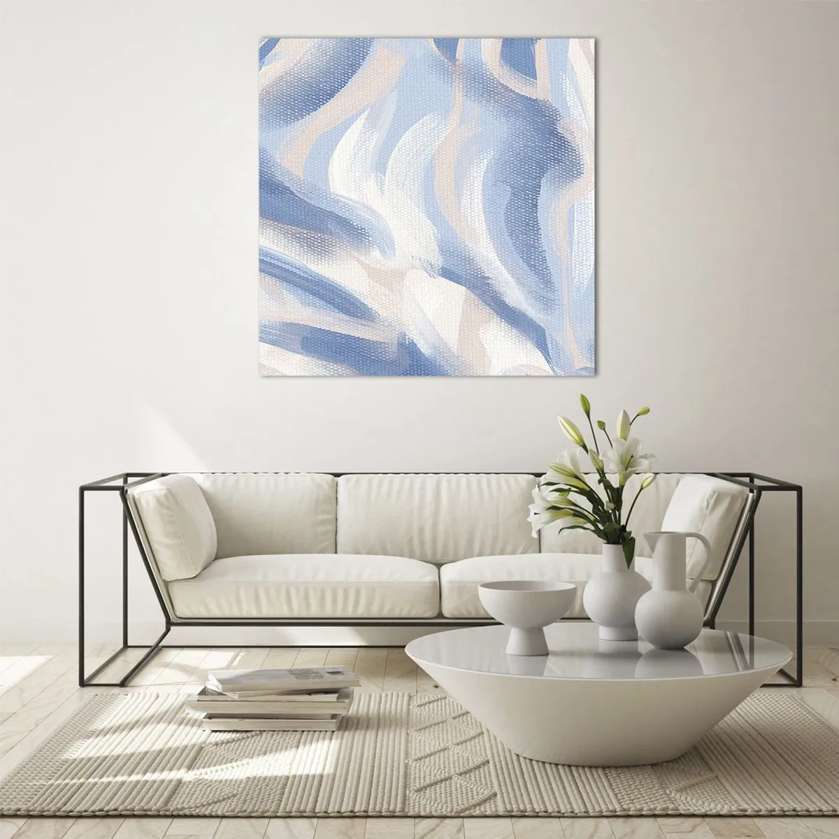 Glasbild - Bild auf glas - Blaue Wellen - 60x60 cm