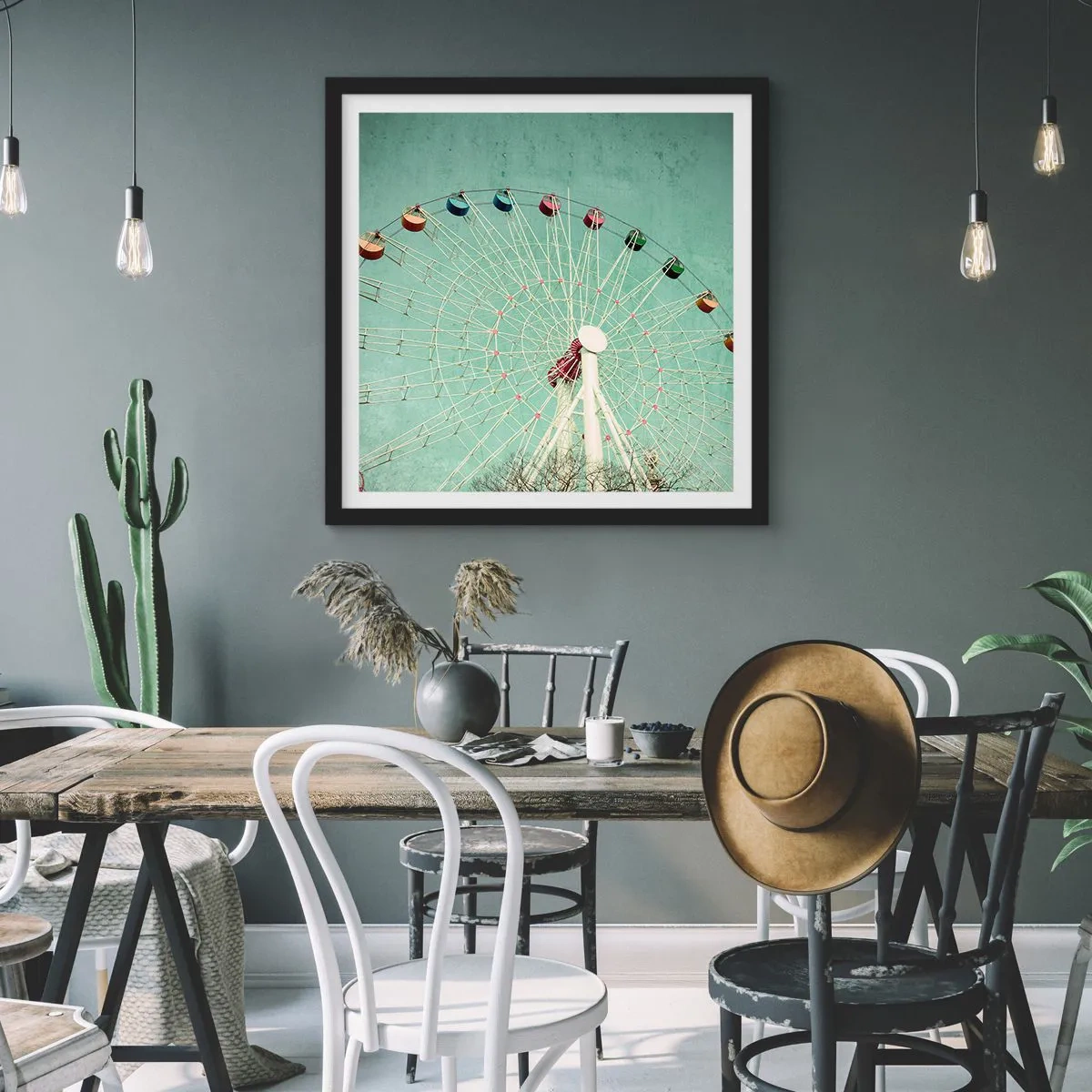 Poster in einem schwarzem Rahmen - Wir laden zum Spiel ein - 60x60 cm