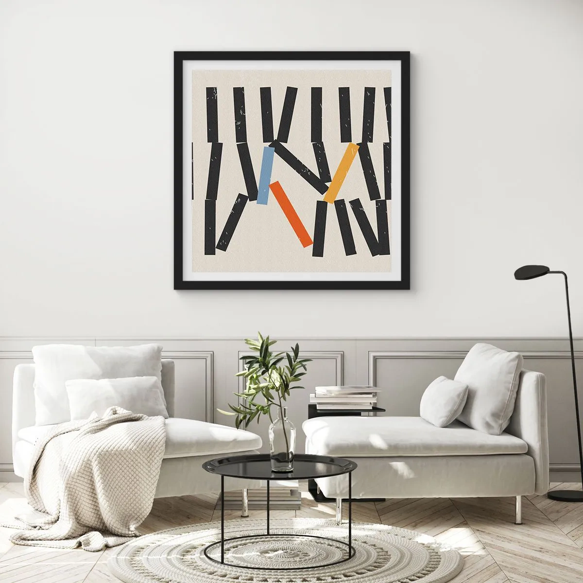 Poster in einem schwarzem Rahmen - Domino – Komposition - 30x30 cm