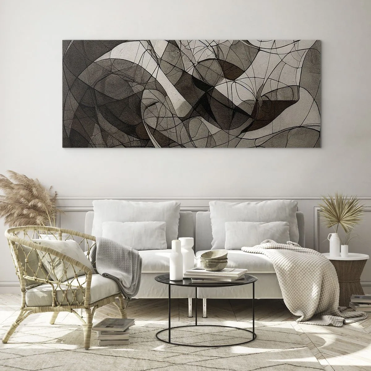 Glasbild - Bild auf glas - Abstraktes Muster in Braun- und Erdtönen - 160x50cm - Zirkulation von Erdfarben - Moderne Wanddekoration für Wohnzimmer und Schlafzimmer ARTTOR