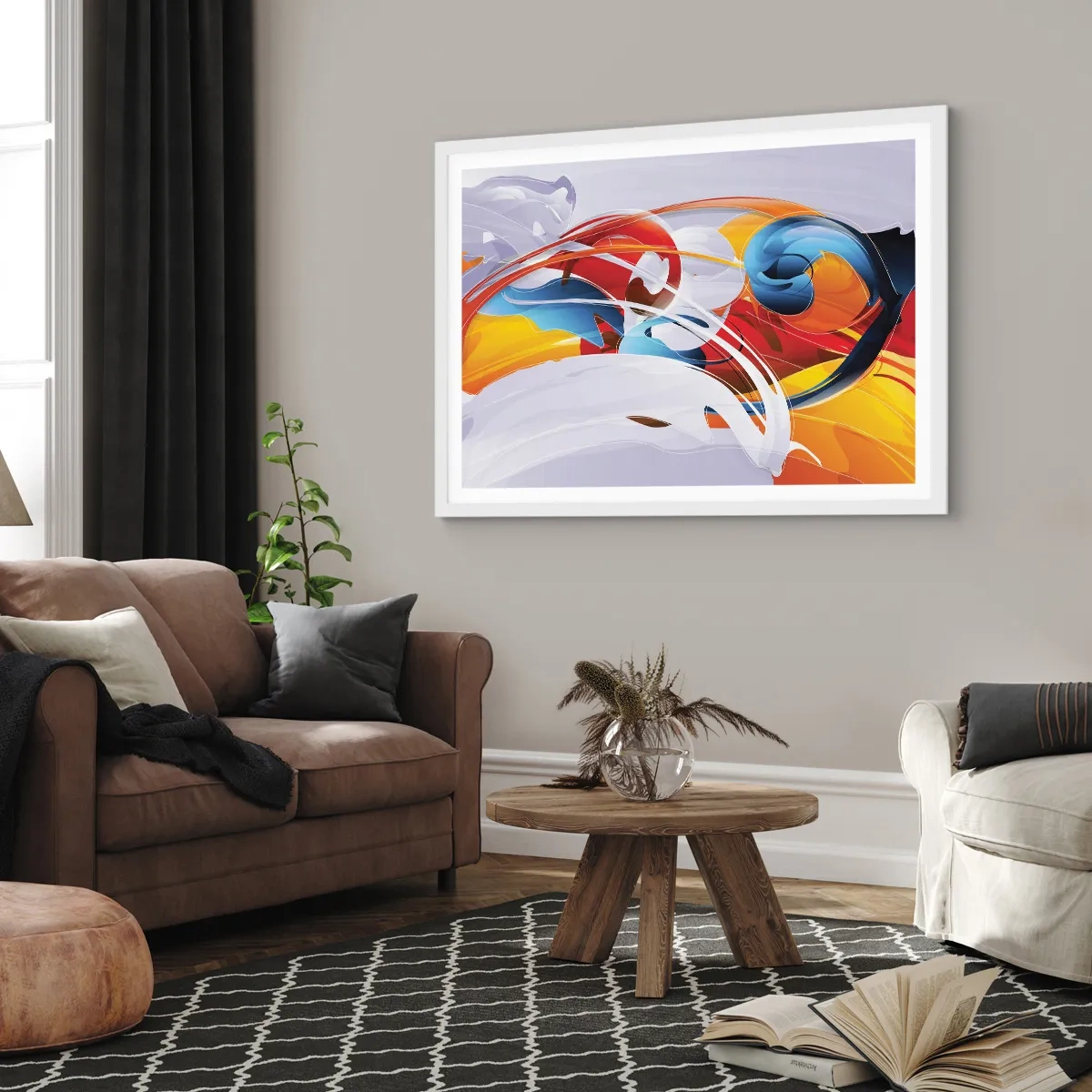 Poster in einem weißen Rahmen - Der Tanz der Elemente - 70x50 cm