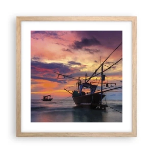 Poster in einem Rahmen aus heller Eiche - Exotischer Abend - 40x40 cm