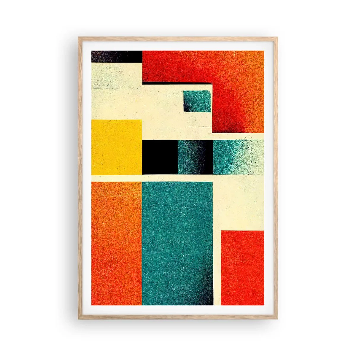 Poster in einem Rahmen aus heller Eiche - Geometrische Abstraktion – gute Energie - 70x100 cm