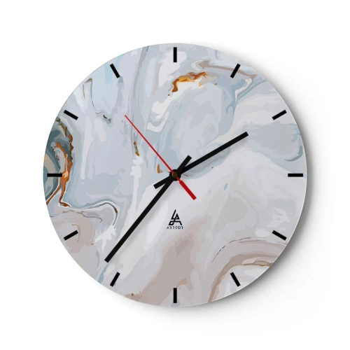 Wanduhr - Glasuhr - Ein abstraktes Muster in Blau-, Grau- und Beigetönen mit einem Hauch von Gold. - 30x30cm - Das Weiß wird erhoben - Moderne Wanddekoration für Wohnzimmer, Küche und Schlafzimmer ARTTOR