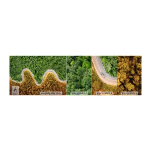 Fototapeten Muster Selbstklebend Deluxe Sticker - Grenzen und Durchbrüche - Landschaft, Autostraße, Wald - 100x30 cm