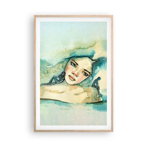 Poster in einem Rahmen aus heller Eiche - Bin ich blau? - 61x91 cm
