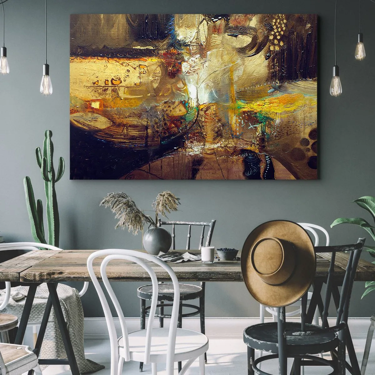 Bild auf Leinwand - Leinwandbild - Abstraktes Stillleben in warmen Farben - 70x50cm - Kalt, wärmer, heiß - Moderne Wanddekoration für Wohnzimmer und Schlafzimmer ARTTOR